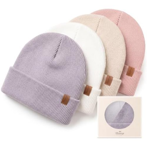 Konssy 4-Pack Baby Beanie Winter Hat for Newborn Infant Boy Girl 0-6 Months