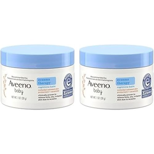 Aveeno Baby Eczema Therapy Nighttime Balm with Colloidal Oatmeal, Travel Size, 1 oz (Pack of 2)