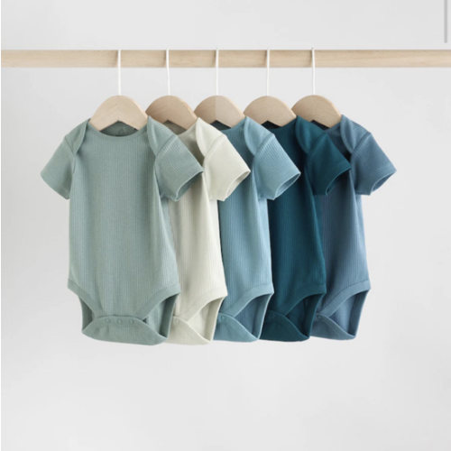 Buy Blue Short Sleeve Baby Bodysuits 5 Pack from Next USA