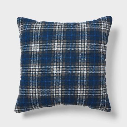 Decorative Throw Pillow Square Plaid Navy Blue - Room Essentials™