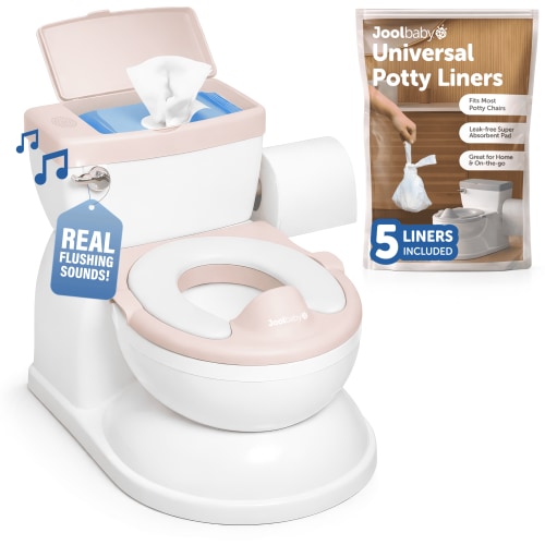 Jool Baby Real Feel 2-in-1 Potty for Kids, Pink with Wipes Storage and Flushing Sounds
