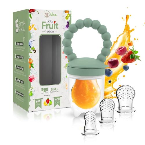 O’doe Fruit Feeder | Baby Fruit Feeder Pacifier with 1 Feeders and 3 Nipples | BPA-Free, Baby Food Feeder and Fruit Teether for Babies | Silicone Pacifier and Teething Soother | Ideal for Baby Feeding