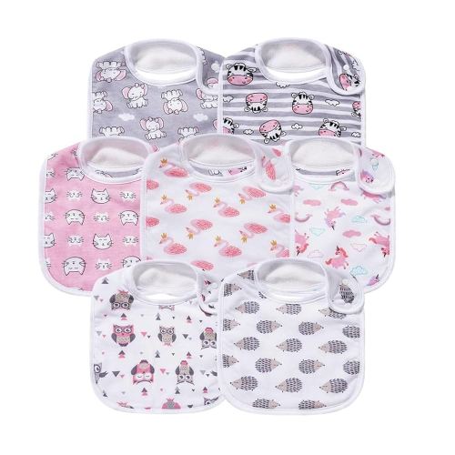 7 Pack Baby Cotton Absorbent Bibs for Drooling Teething