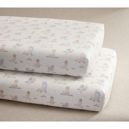 Puppy Organic Cotton Crib Fitted Sheet
