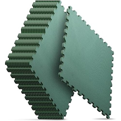 Home Gym Mat, Puzzle Exercise Mat, EVA Interlocking Foam Floor Tiles for Home Workout Equipment and Kids' Play Areas - Blue, 24 in x 24 in x ½ in - (Green, 16 Pack(64 SQ FT))