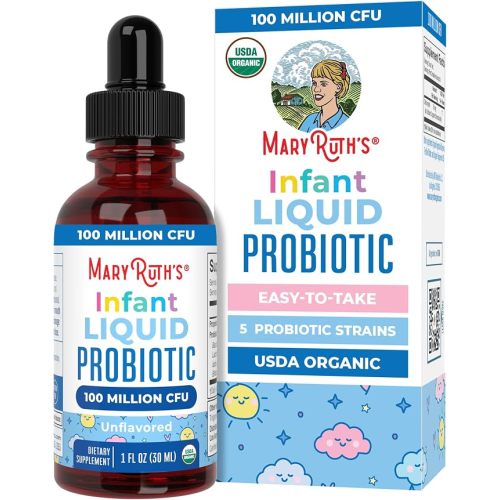 MARYRUTH'S Organic Infant Liquid Probiotic for Ages 6-12 Months, Vegan, 1oz