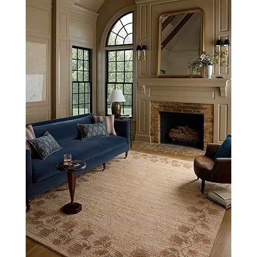 Loloi Chris Loves Julia Rue Collection RUE-05 Natural/Multi 5'-0" x 7'-6" Area Rug Jute Neutral Floral Living Room Bedroom Rug