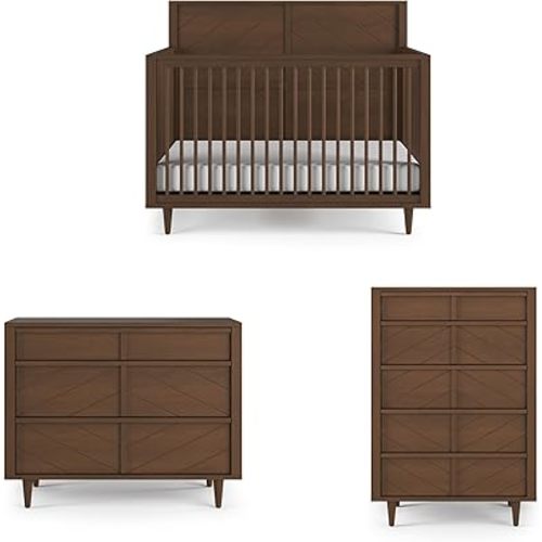 Child Craft Surrey Hill Crib, Dresser and Chest Nursery Set, 3-Piece, Includes 4-in-1 Convertible Crib, Dresser, and Chest, Grows with Your Baby (Toasted Chestnut)