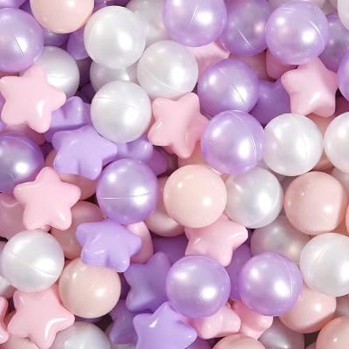 GOGOSO Pink Purple Star Pit Balls for Girls Childrens Playhouse Pool Playball Fun Centers Phthalate Free BPA Free