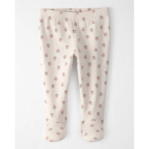 Baby Girl Organic Cotton Rib Footed Pants in Strawberry Print - Little Planet | Carter's