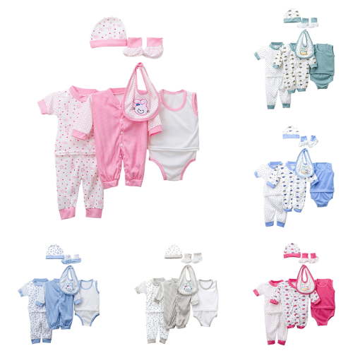 Ketyyh-chn99 Baby Girl Clothes 0-3 Months Newborn Layette Gift Set for Baby Boys Jumpsuit+2 Tops+2 Pants+Hat+Foot Covers+Scarf 8PCS Size for 0-3 Months,Green