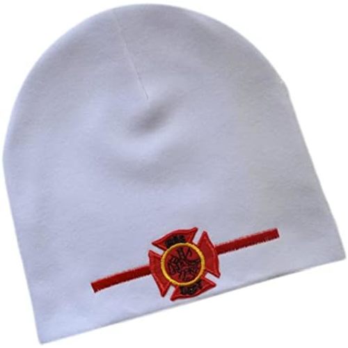 Funny Girl Designs Embroidered Firefighter Keepsake Infant 100% Cotton Baby Hat - First Responder Gift