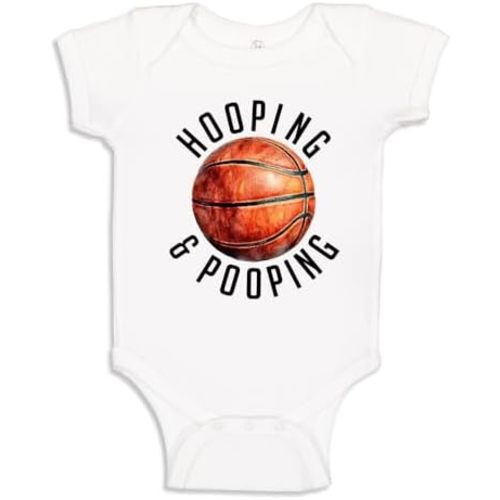 Funny Basketball Baby Bodysuit One Piece Or Toddler T-Shirt Hooping and Pooping Bball Baby Gift