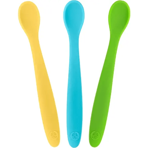 WeeSprout Silicone Baby Spoons - First Stage Infant Feeding Spoons With Soft-Tip, Bendable Baby Utensils for Parent & Self-Feeding, Ultra-Durable & Chewproof, Dishwasher Safe, Set of 3