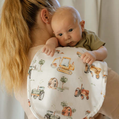 Diggers & Tractors Organic Cotton Burp Cloth