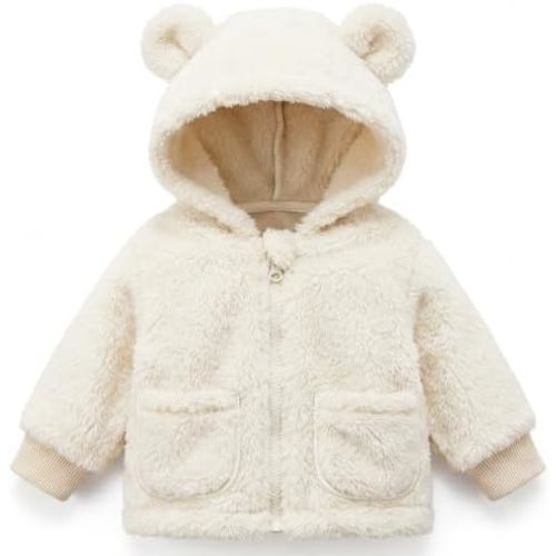 Baby Boys Girls Winter Jacket Coat 0-3 Years Old Fleece Bear Hooded Outerwear