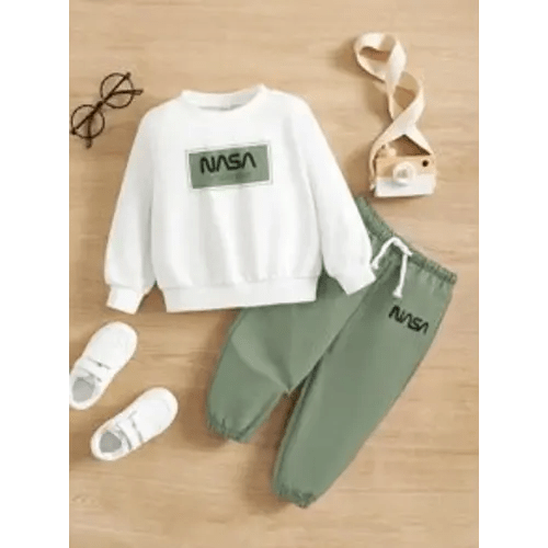 SHEIN Baby Boy Letter Graphic Pullover & Drawstring Waist Pants