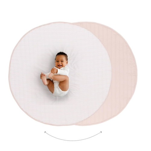 Toddlekind Organic Cotton 48" Reversible Quilted Luxe Play Mat for Babies/Toddlers, Foldable, Multifunctional, Blush (Pink)
