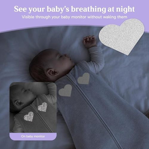 Reflective Baby Monitor Patches for Sleep Sacks Iron On Visibility Patches for Easier Night Checks No Batteries or Electronics (Moonlight Silver, Heart, Six Pack)