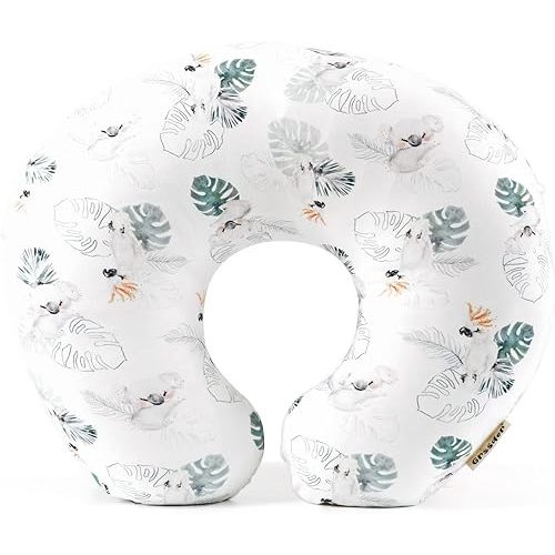 GRSSDER Soft Stretchy Minky Nursing Pillow Cover, Breastfeeding Pillow Slipcover for Boys & Girls, Nursing Pillow Case for Newborn, Stylish Watercolor Animals, Mint Green