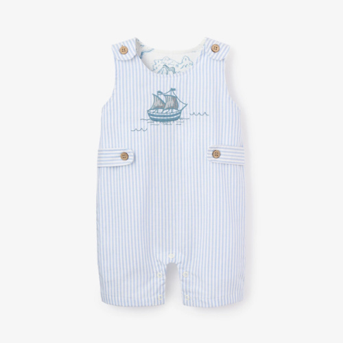 Boat Embroidered Oxford Stripe Jon Jon – Elegant Baby