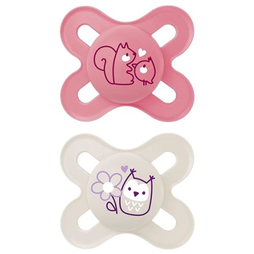 MAM Original Start Matte Baby Pacifiers, Binky for 0-3 Months, BPA-Free Silicone Nipple, Easy to Clean, Best for Newborn Babies, Developed with Medical Experts, 2 Count Binkies with Sterilizer Case