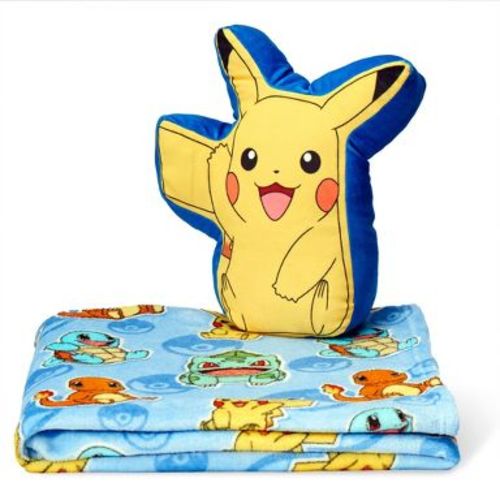 Pokemon Pikachu Cute Silk Touch Throw Blanket 40X50 inches and Hugger Set 11 inches