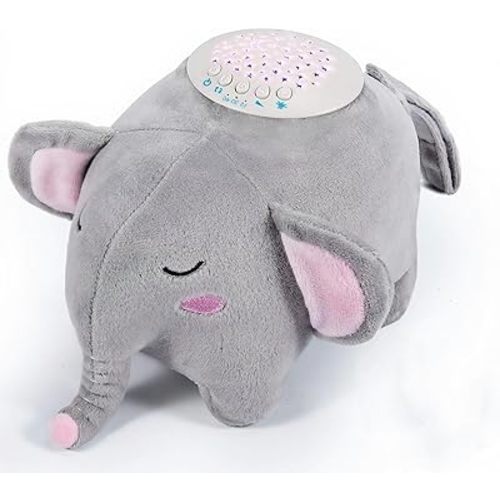 BEREST Baby Elephant Soother Toy with Starry Night Light Projector, Shushing Heartbeat Plush Stuffed Animal with Lullaby Music & White Noise for Newborn Sleep Aid, Perfect Infant Shower Gift