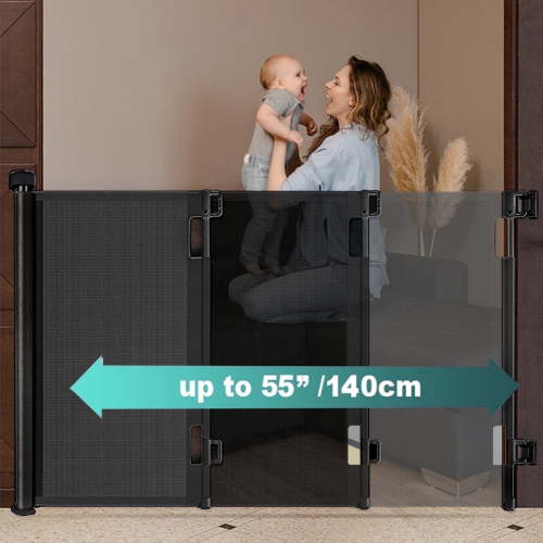"Stusgo Retractable Baby/Dog Gate, 33"" Tall, Extends to 55"", Indoor & Outdoor Use"