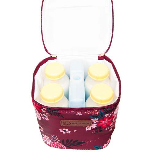 Cold Gold Breastmilk Cooler Bag with Safety Tested Ice Pack – Insulated Milk Storage for Work, Travel & Daycare – Fits Bottles & Parts – Durable, Washable, Safety-Tested Cooler for Moms (Berry Bloom)