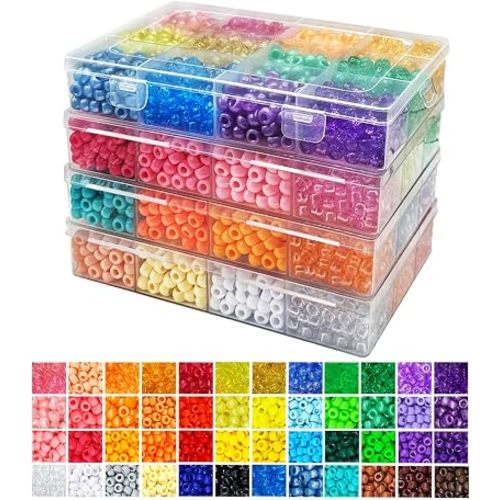 Malynme 5000Pcs Pony Beads Bulk, 48 Colors Kandi Beads for Bracelets & Hair