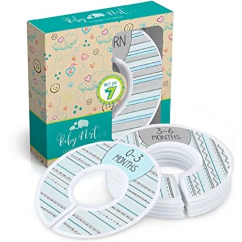 Baby Nest Designs Anti-Slip Plastic Closet Dividers, 7 Pieces, Baby Blue, 1.25" Rails, Sort Clothes By Stages & Size