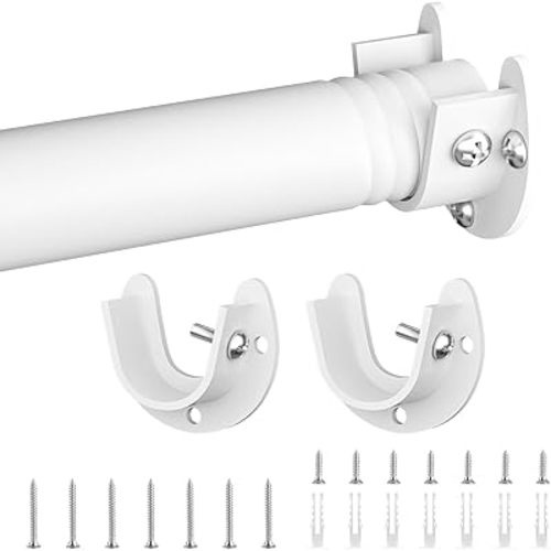 Closet Rod, Closet Rods for Hanging Clothes, 17 to 67 inch Adjustable Closet Hanging Rod, Heavy Duty Clothes Rod Clothing Bar, Closet Poles for Hanging Clothes for Wardrobes, Shower Curtain