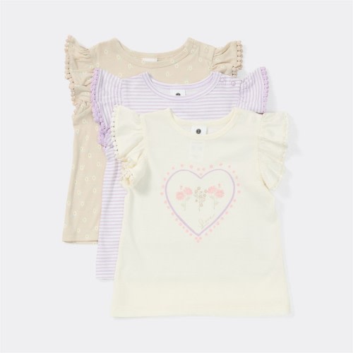 Dymples Baby Tee 3 Pack - Pastel Lilac & Cream - Size 00