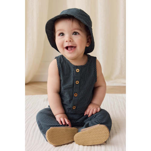 Organic Cotton Milo Jumpsuit - Forest Grid – Jamie Kay USA