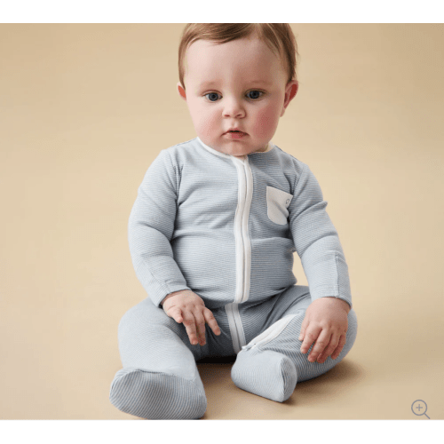 Clever Zip Sleepsuit Blue Stripe / Newborn