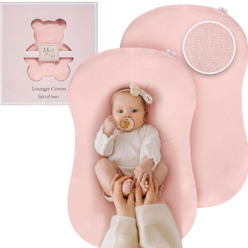 Baby Lounger Cover 2-Pack – 100% Cotton Infant Lounger slipcover, Fits Snuggle Me Lounger, Machine Washable.