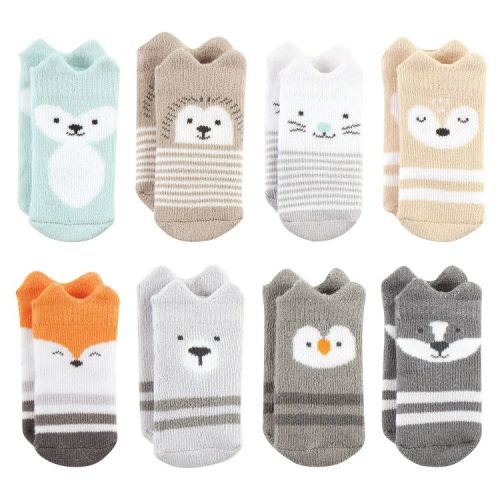Hudson Baby Cotton Rich Newborn and Terry Socks, Neutral Woodland, 6-12M