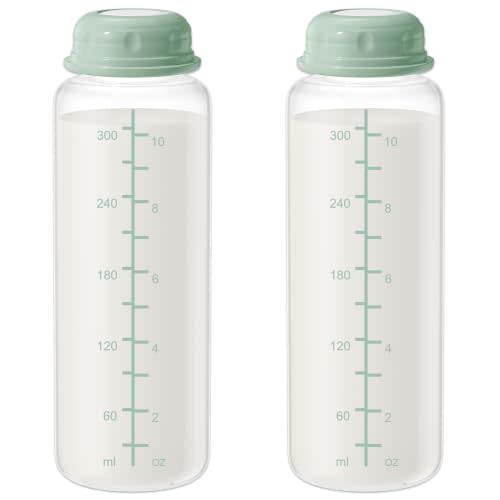 11oz Breastmilk Storage Bottles, Compatible with Momcozy Milk Cooler 12oz, Narrow Neck Baby Bottles, BPA-Free & Leakproof, Must-Have Breastfeeding Essentials, 2PCS
