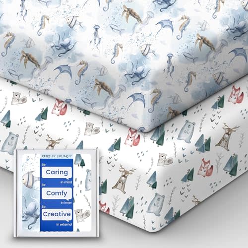TotBasic Baby Crib Sheets Boy Girl for Standard Crib Mattress - Ultra Soft Jersey Knit Neutral Crib Mattress Sheet, Safe and Snug, Durable, Stylish Crib Sheet Fitted, 28''x52''x9'' Extra Deep Pocket