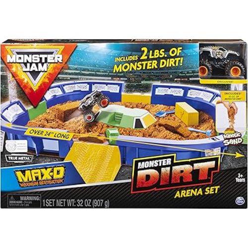 Monster Jam, Monster Dirt Arena 24-Inch Playset with 2lbs of Monster Dirt and Exclusive 1:64 Scale Die-Cast Monster Jam Truck