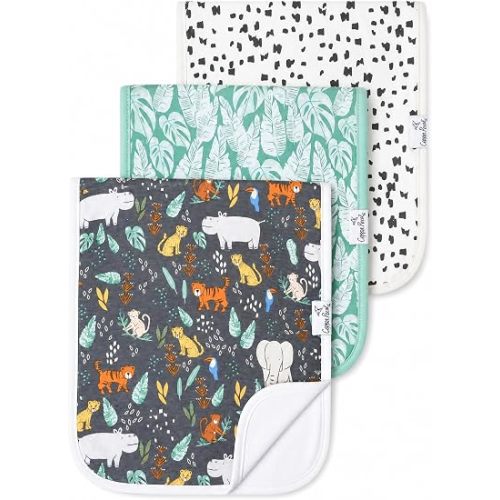 Copper Pearl Premium Baby Burp Cloths - 3-Pack Large Cotton Burp Cloths, Extra Soft Spit Up Rags with 3 Absorbent Layers, Perfect for Baby Boy Gifts (21" x 10" Size, Bengal Set)