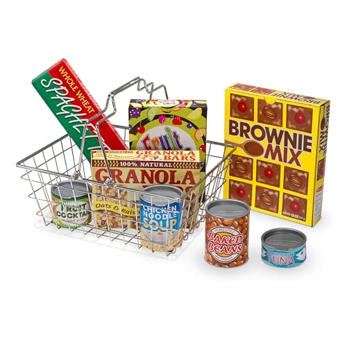 Melissa & Doug Grocery Basket - Pretend Play Toy with Heavy Gauge Steel Construction
