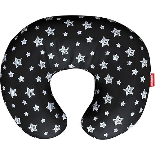 Nursing Pillow Cover for Baby Snug Fits Boppy Nursing Pillows, Super Soft, for Breastfeeding Moms, Black Star