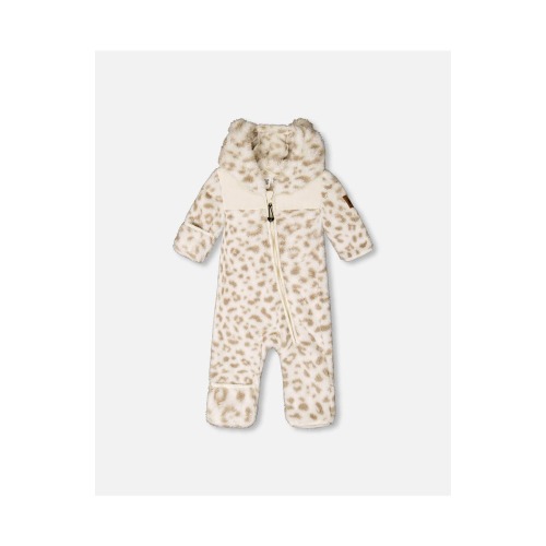 Mid-Season Plush One Piece Outerwear Leopard, 3M- Only a few left
