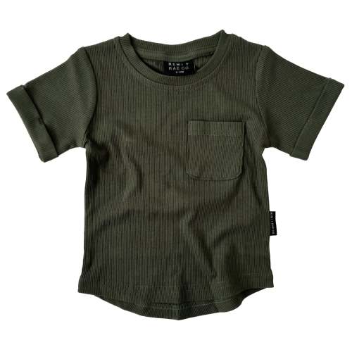 BAMBOO RIBBED POCKET TEE - HUNTER – REMI + RAE CO.