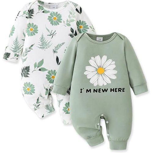Newborn Baby Girl Clothes Fall Winter Outfits Infant Jumpsuit Letter Print Romper Coming Home Outfit 2Pcs Set