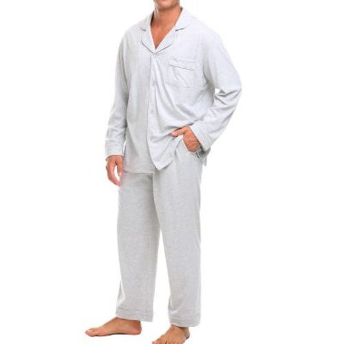 ADR Mens Classic Knit Pajamas Set Light Heathered Gray Medium