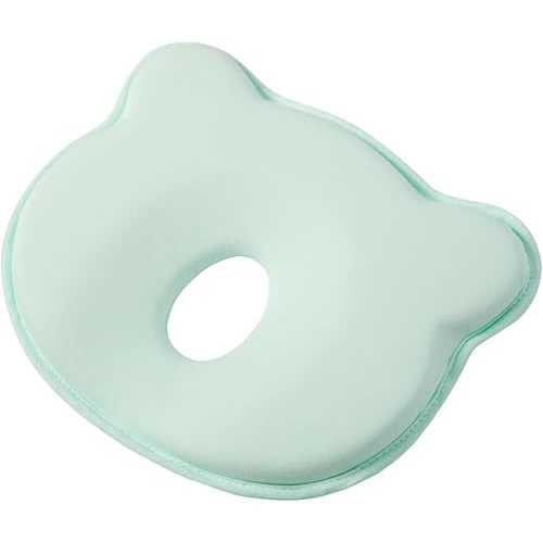 Memory Foam Baby Pillow, Portable Cartoon Bear Soft and Cozy Pillow, Breathable Bedding Set for Infants for Small Boys and Girls,Green