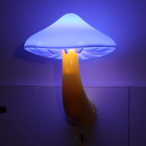 AUSAYE Blue Led Lamp Mushroom Nigh Light,Plug in Nightlight,Sensor Night Lights for Kids Adults Bedroom,Bathroom,Toilet,Stairs,Kitchen,Hallway Christmas Thanksgiving Gifts